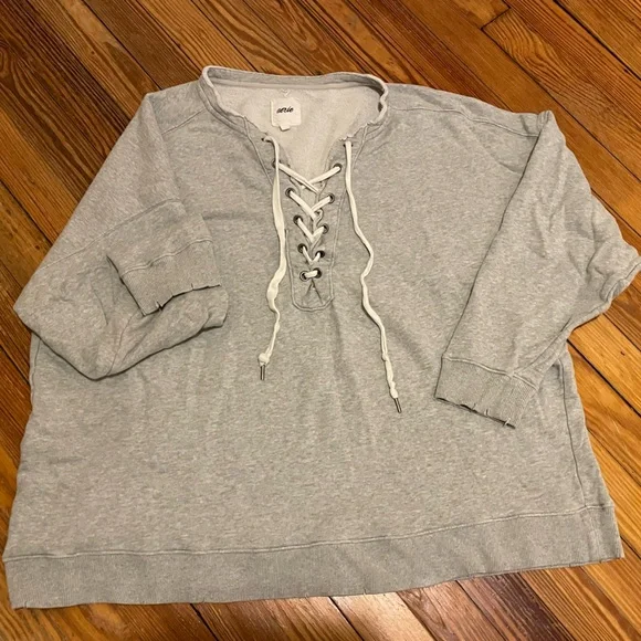 Xxl grey good used condition aerie lace up sweatshirt - Picture 2 of 5